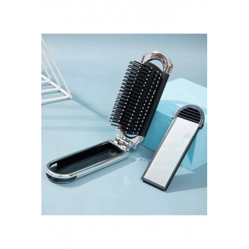 Katlanabilir Mini Aynalı Saç Fırçası Katlanır Tarak Baş Masajı Taşınabilir Seyahat Saç Fırçası